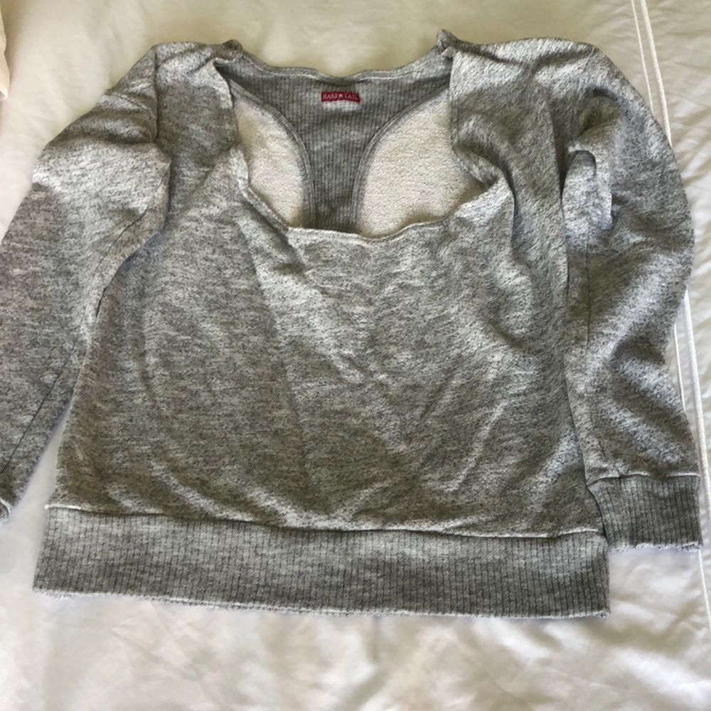 Grey Hard Tail, racer back sweat shirt.